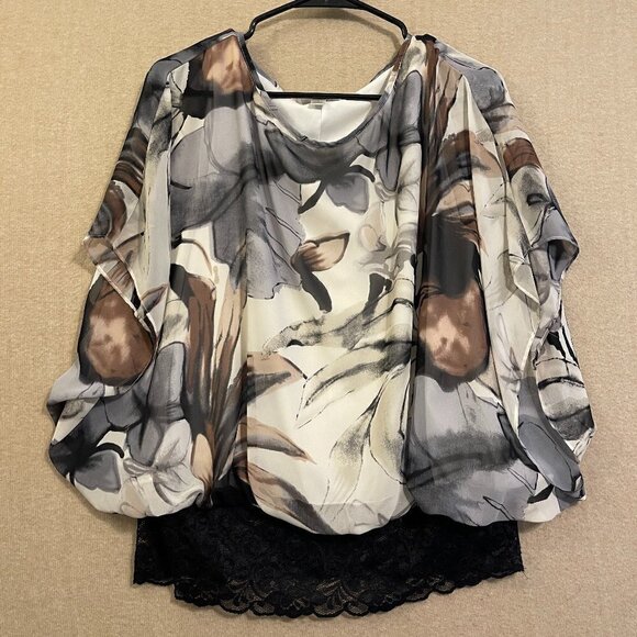 Dressbarn Blouse Women's Large Black, Gray, White Sleeveless - Picture 1 of 11